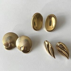 Vintage gold tone earring lot of 3 pairs